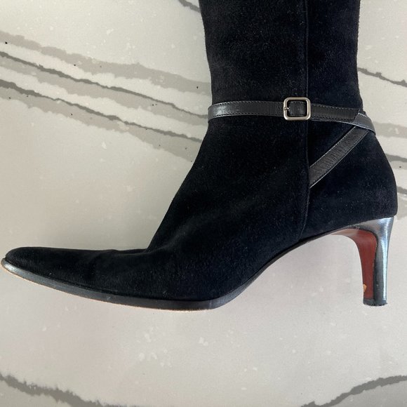 Ralph Lauren - Purple Label Black Suede Boots - Size 8.5 - Picture 2 of 3